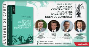 Lansare de carte: Adaptarea contractului în dreptul românesc și în dreptul comparat, autor: Dr. Vlad Vasile Bărbat