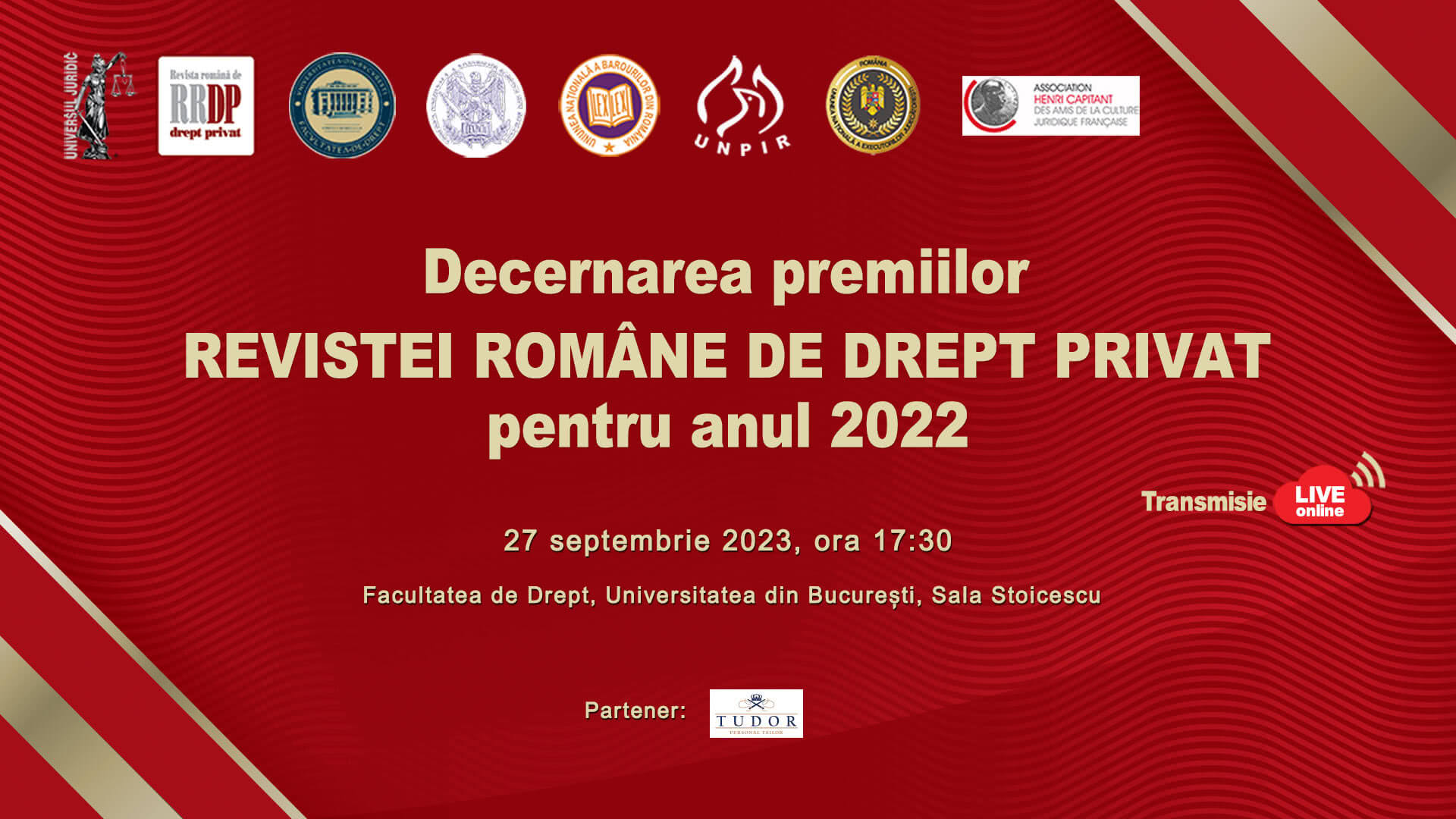 Festivitatea de decernare a premiilor Revistei Române de Drept Privat pentru anul 2022