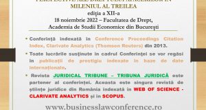 Conferința internațională „Perspective ale dreptului afacerilor în mileniul al treilea”, ediția a XII-a – 18 noiembrie 2022